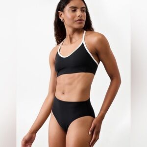 NWT Athleta High Rise Swim Black Bottom Size Large.